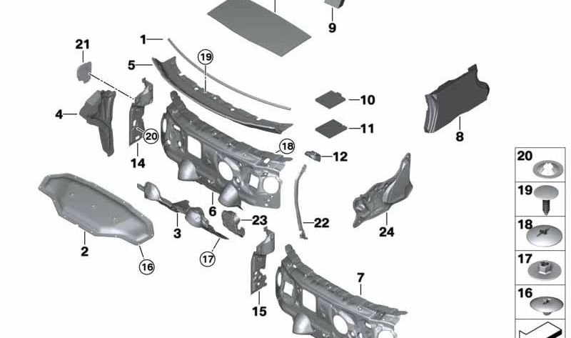 Aislamiento acústico para BMW X2 F39 (OEM 51487421480). Original BMW