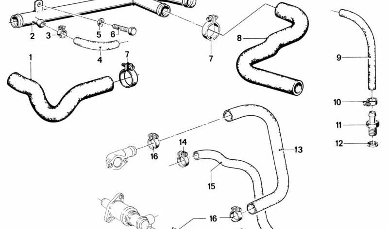 Manguera OEM 11611261817 para BMW E12, E24, E23. Original BMW.