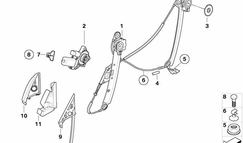 Innenecken-Set rechts für BMW 1er E81, E82, E88 (OEM 51337199596). Original BMW.