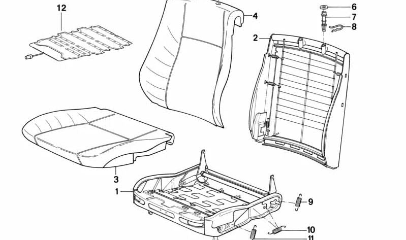 Marco del respaldo para BMW E34, E32 (OEM 52101964592). Original BMW.