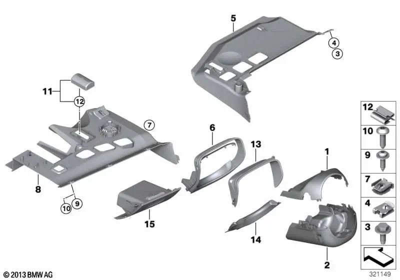 Compartimiento plegable lado conductor para BMW E92, E92N, E93, E93N (OEM 51456957232). Original BMW.