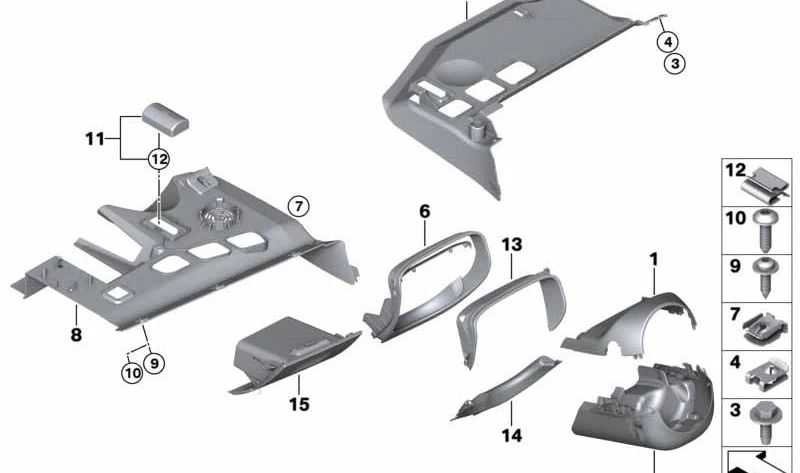 Compartimento Abatible Lado del Conductor para BMW Serie 3 E90, E91, E92, E93 (OEM 51457141724). Original BMW.