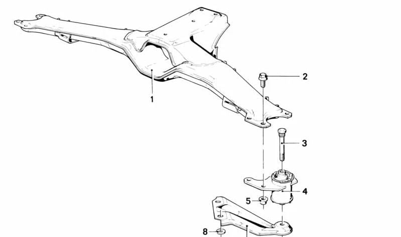 Cojinete de goma derecho para BMW E23 (OEM 33331119208). Original BMW.