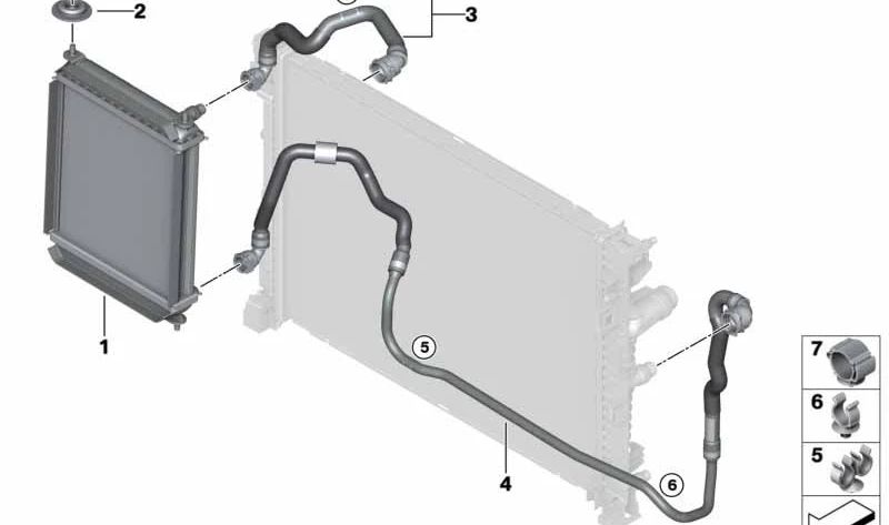 Manguera de radiador de refrigerante OEM 17129894789 para BMW G05, G06, G07. Original BMW.