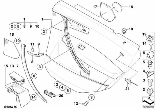 Cubierta Recorte de Medio Rango para BMW X3 E83, E83N, Z4 E85, E86 (OEM 51437056245). Original BMW