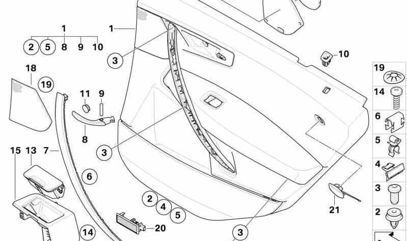 Tirador interior de puerta derecha OEM 51413403802 para BMW X3 (E83). Original BMW.