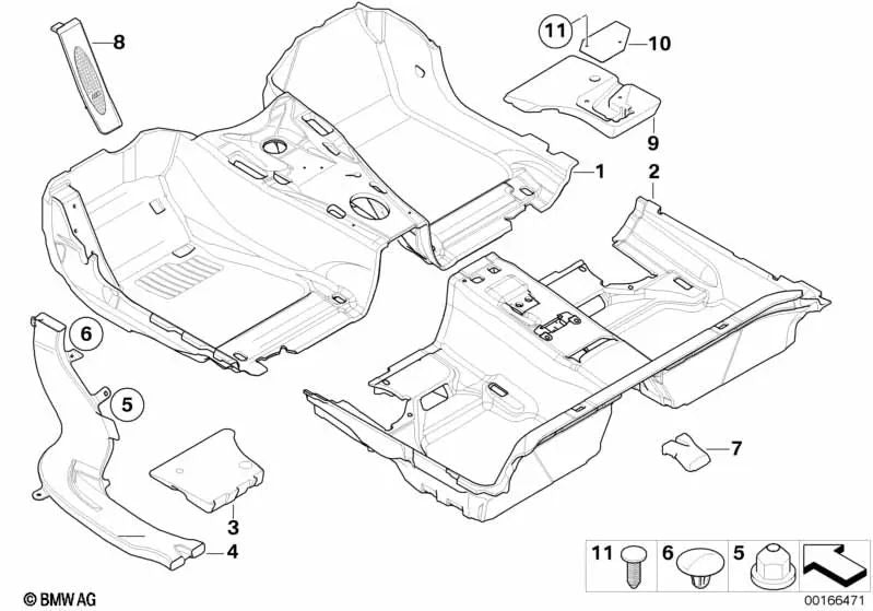 Rear floor liner for BMW E90, E90N, E91, E91N (OEM 51477265890). Original BMW