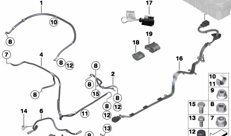 Juego de cables de alta tensión para BMW Serie 7 F01N (OEM 61129282081). Original BMW