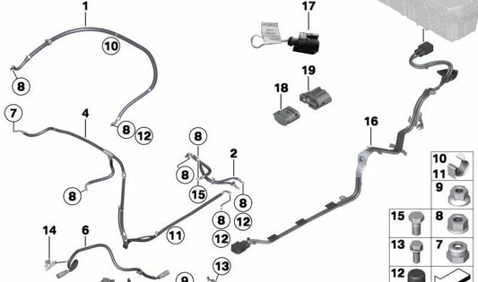 Juego de cables de alta tensión para BMW Serie 7 F01N (OEM 61129282081). Original BMW