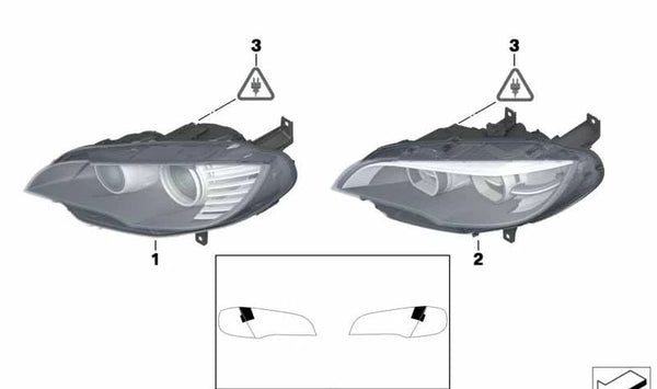 Faro Bi-Xenón derecho OEM 63117287012 para BMW E70, E71. Original BMW.