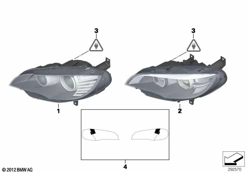 Faro AHL de luz de xenón derecho para BMW X5 E70, X6 E71, E72 (OEM 63117287018). Original BMW