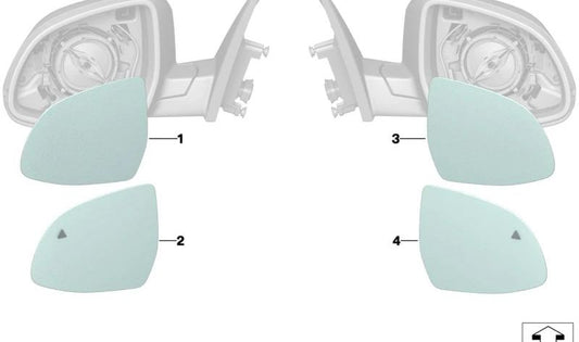 Miroir de recul gauche Gauge de hauteur de verre OEM 51167441443 pour BMW G01, G08, F97, G02, F98, G05, G18, F95, G06, F96, G07, G09. BMW d'origine.