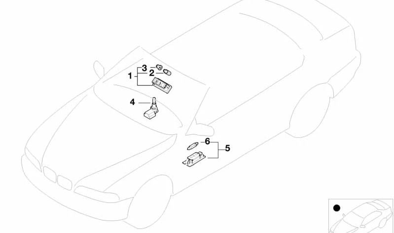 Portalámparas con bombilla OEM 61138364637 para BMW E46, E83 (X3). Original BMW.