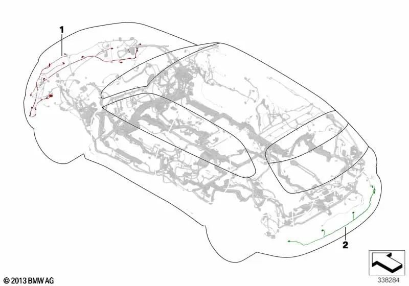 Cableado PDC trasero para BMW F16 (OEM 61129367702). Original BMW.