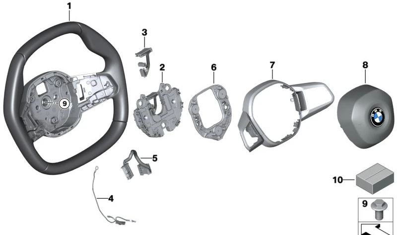 Embellecedor Decorativo Volante para BMW i I20 (OEM 32305A398F0). Original BMW.