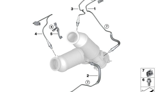 Soporte para el cable de la sonda Lambda OEM 11788091018 para BMW G87, G20, G21, G80, G81, G26, G82, G83, F97, F98. Original BMW.