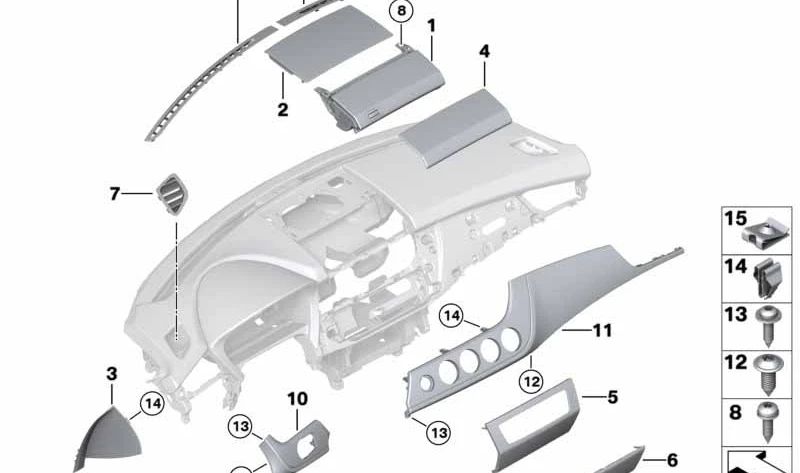 Embels centrali superiori del cruscotto OEM 51459153105 per BMW Z4 (E89). BMW originale.