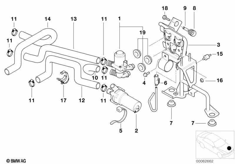 Manguera de agua para BMW E52 (OEM 64218377248). Original BMW.