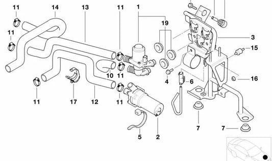 Manguera de agua de refrigeración OEM 64218377246 para BMW E52 (Z8). Original BMW.