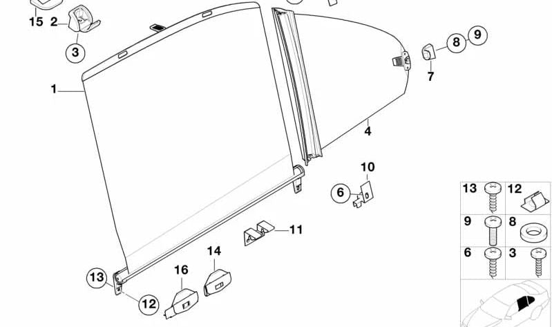 Cortinilla Parasol para BMW E39 (OEM 51168191679). Original BMW.