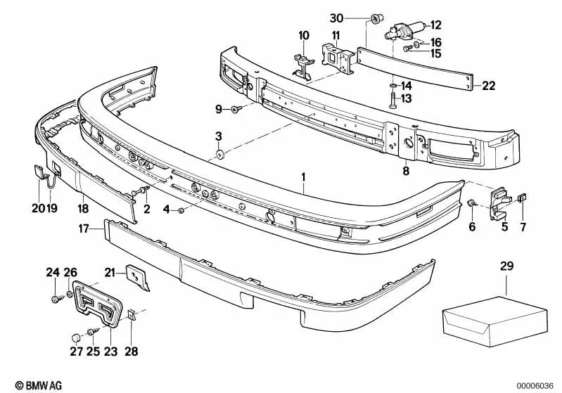 Tope izquierda para BMW Serie 3 E30 (OEM 51111945913). Original BMW