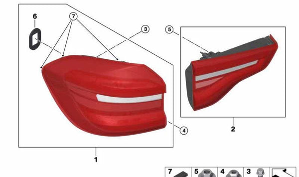 Piloto trasero portón izquierdo para BMW X3 F97, G01 (OEM 63219853379). Original BMW