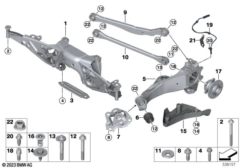 Tornillo ASA para BMW y MINI, modelos F40, F52, F44, F45, F45N, F46, F46N, F48, F48N, F49, F49N, F39, F54, F54N, F55, F55N, F56, F56N, F57, F57N, F60, F60N (OEM 31106860974). Original BMW