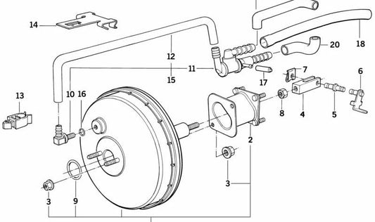 Tubo de vacío OEM 34331158495 para BMW E34. Original BMW.