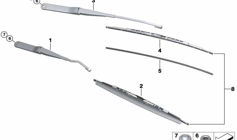 Escobilla limpiaparabrisas lado conductor para BMW Z4 E85, E86 (OEM 61617198670). Original BMW