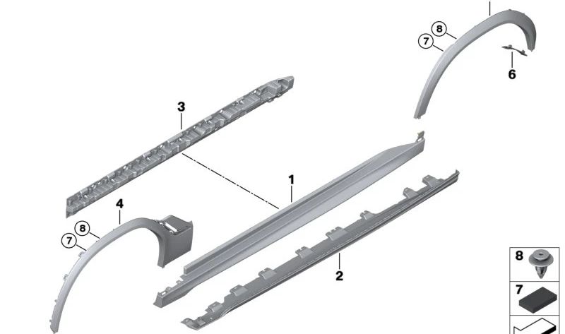 Extensión de aleta trasera izquierda OEM 51778075349 para BMW F96 (X6 M). Original BMW.