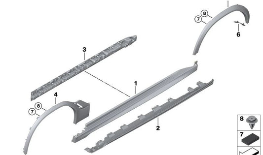 Extension de la nageoire arrière gauche OEM 51778075349 pour BMW F96 (x6 m). BMW d'origine.