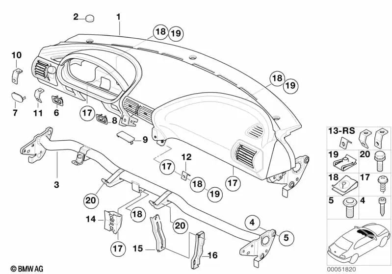 Tapa de cobertura para BMW (OEM 51458411647). Original BMW