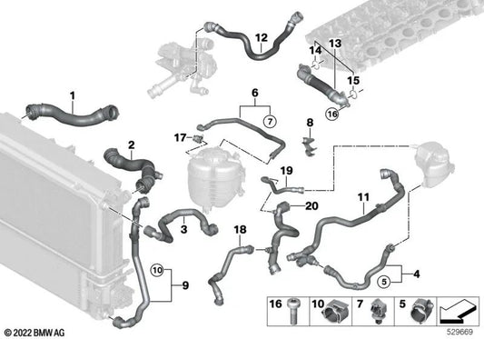 Clip para BMW G42 Serie 3 G20, G21, G28 Serie 4 G22, G23, G26 (OEM 17127935198). Original BMW.