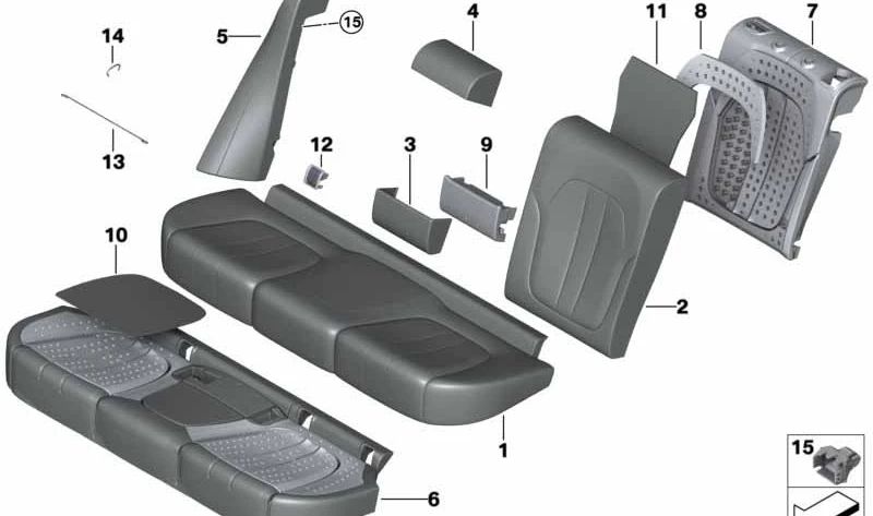 Funda de asiento base en cuero OEM 52208493598 para BMW G05 (X5). Original BMW.