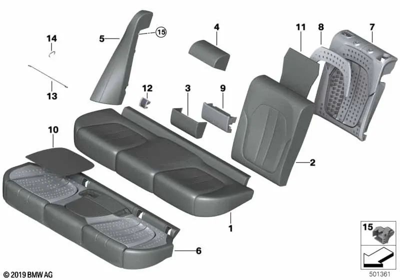 Panel lateral de cuero derecho para BMW X5 F95, G05 (OEM 52207941512). Original BMW.