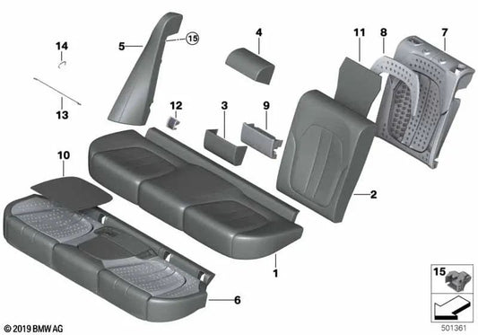 Funda Base Respaldo de Cuero Izquierdo para BMW X5 G05 (OEM 52205A19F83). Original BMW.