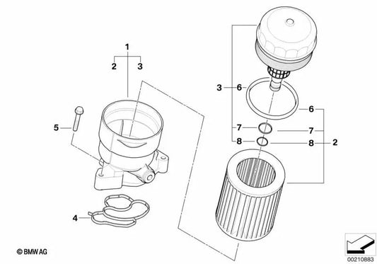 O-Ring für BMW E81, E82, E87, E88, E46, E90, E91, E92, E93, E60N, E61N, E84, E83, E85 (OEM 11427514249). Original BMW