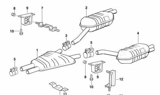 Silenciador final izquierdo para BMW Serie 8 E31 (OEM 18101742689). Original BMW