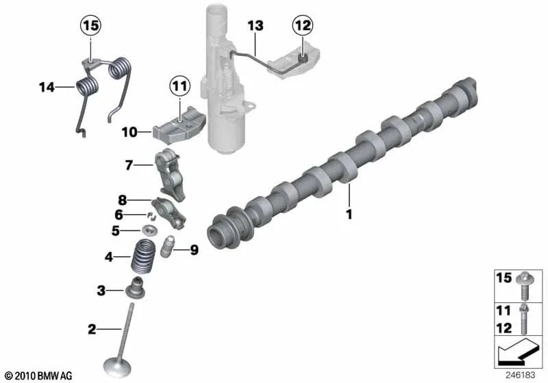 Zwischenhebel para BMW E81, E82, E87, E88, F20, F21, F22, F23, F87, E90, E91, E92, F30, F31, F34, F32, F33, F36, E60, F07, F10, F11, F18, E63, E64, F06, F12, F13, F01, F02, E84, F25, F26, E70, F15, E71, F16, E85, E86, E89 (OEM 11377628303). Original BMW.