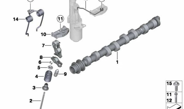 Árbol de levas de admisión OEM 11317616469 para BMW F20, F21, F22, F23, F30, F31, F34, F35, F32, F33, F36, F07, F10, F11, F18, E84, F25, F26, F15, F16, E89. Original BMW