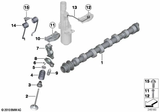 Einlassventil für BMW E82, E88, F20, F21, E90N, E91N, F30, F31, F32, F33, F10, F11, F06, F12, F13, F01N, E84, F25, F26, E70N, F15, E71, F16, E89 (OEM 11347641075). Original BMW