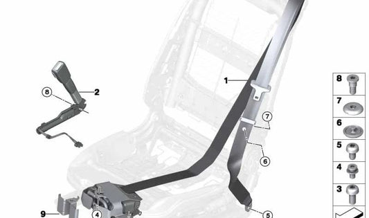 Cintura di sicurezza anteriore sinistra OEM 72117374501 per BMW F06, F12, F13. BMW originale