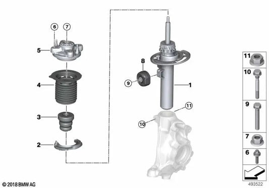 Amortiguador delantero derecho para BMW G23 (OEM 31316888666). Original BMW