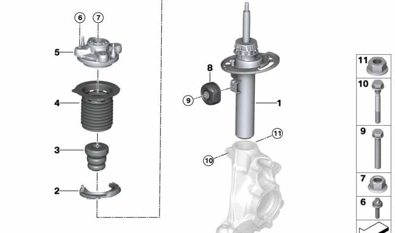 Amortiguador delantero derecho para BMW Serie 4 G23 (OEM 31316879395). Original BMW.