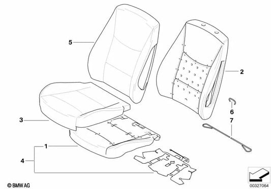 Left Leather Backrest Cover for BMW E90N, E91N (OEM 52107257545). Genuine BMW