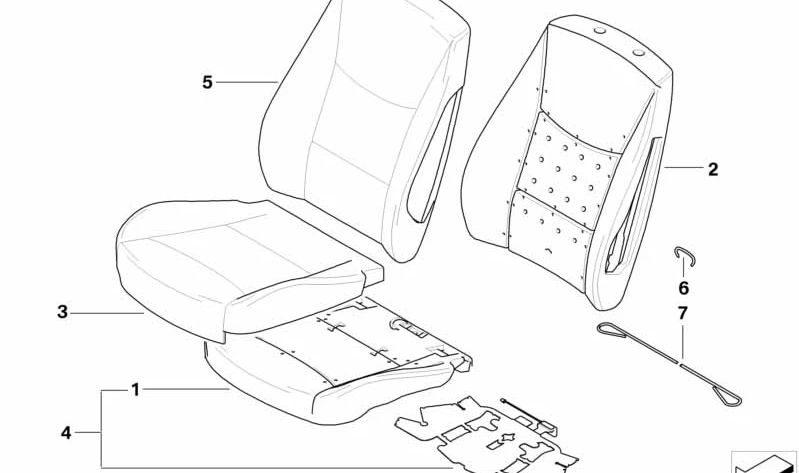 Funda respaldo de cuero derecha para BMW Serie 3 E90N, E91N (OEM 52107246804). Original BMW