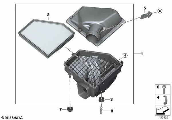 Silenciador de ruido de admisión para BMW F22, F23, F30N, F31N, F34N, F32, F33, F36 (OEM 13717536531). Original BMW.