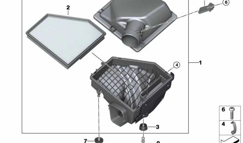 Amortiguador de ruido de admisión para BMW F22, F23, F30N, F32, F33, F36, F34N (OEM 13717536532). Original BMW