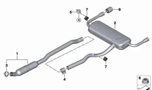 OEM Heck -Schalldämpfer 18308627270 für BMW F44, F48. Original BMW.