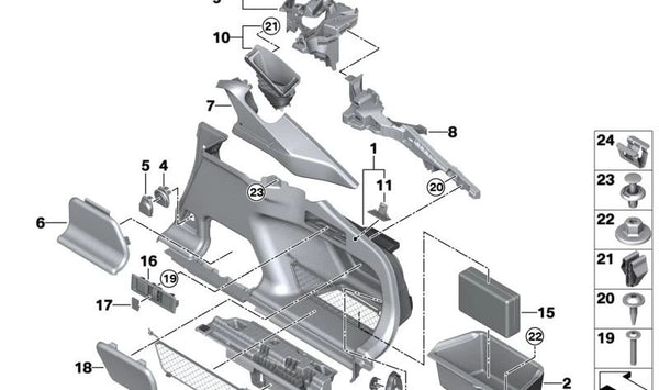 Revestimiento Baranda Maletero Derecho para BMW G26 (OEM 51478099734). Original BMW